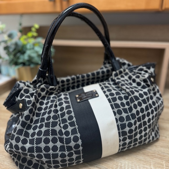 Kate Spade Black and Off Cloth White Geometric Pattern Bag - Picture 1 of 15